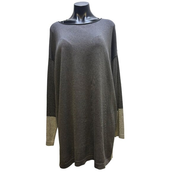 Eileen Fisher Bateau Neck Blouse Gray M - Picture 1 of 5